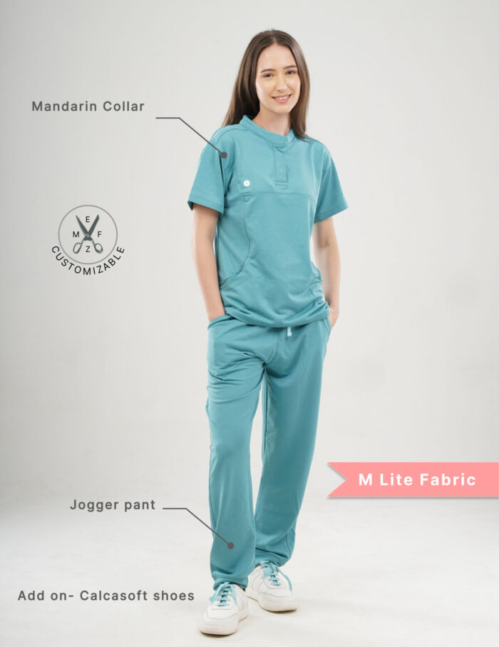 Customizable HYLORA TEAL - M Lite Fabric / Mandarin / Jogger Pant / 2 way Stretch(FemaleFullset) MKZ39 - Image 2