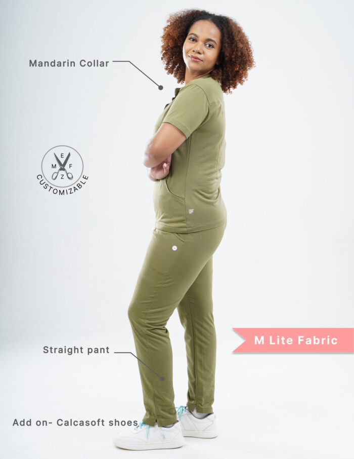 Customizable FERIL OLIVE - M Lite Fabric / Mandarin / Straight Pant / 2 way Stretch(FemaleFullset) MKZ48 - Image 2