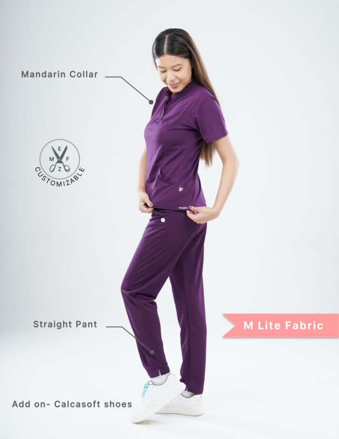 Customizable MERLOT WINE - M Lite Fabric / Mandarin / Straight Pant / 2 way Stretch(FemaleFullset) MKZ20 - Image 2