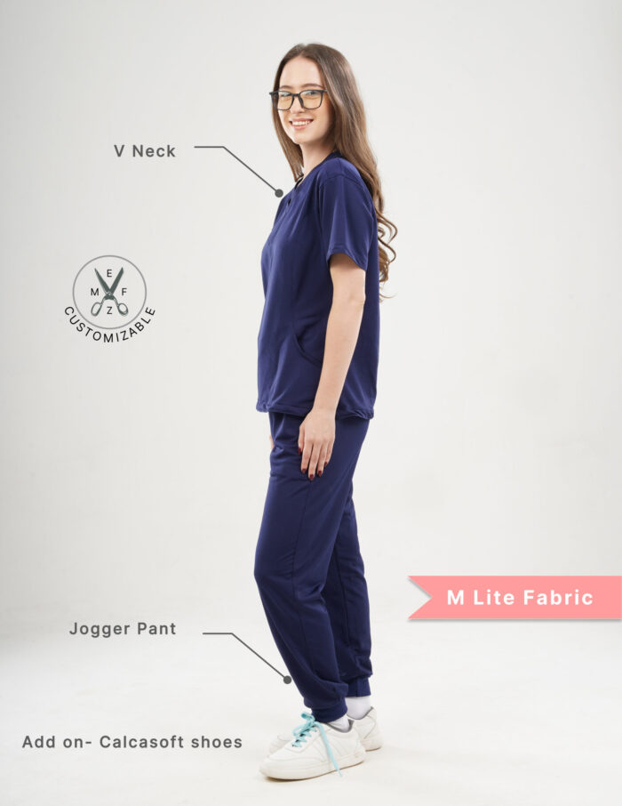 Customizable ORLIN NAVY - M Lite Fabric / V Neck / Jogger Pant / 2 way Stretch(FemaleFullset) MKZ29 - Image 2