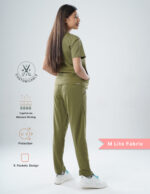 Quick Delivery | CHENNAI | Customizable FERIL OLIVE - M Lite Fabric / V Neck / Straight Pant / 2 way Stretch(FemaleFullset) MKZ291 - Image 3