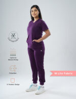 Customizable MERLOT WINE - M Lite Fabric / V Neck / Jogger Pant / 2 way Stretch(FemaleFullset) MKZ15 - Image 3
