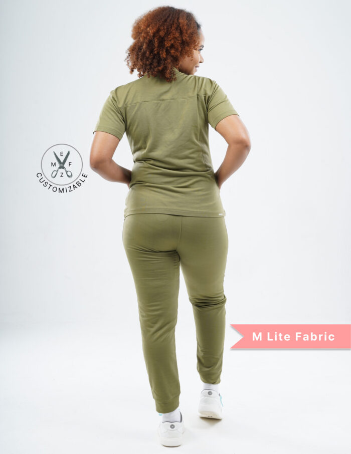 Customizable FERIL OLIVE - Ultra Lite Fabric / Mandarin / Jogger Pant / 2 way Stretch(FemaleFullset) MKZ47 - Image 4