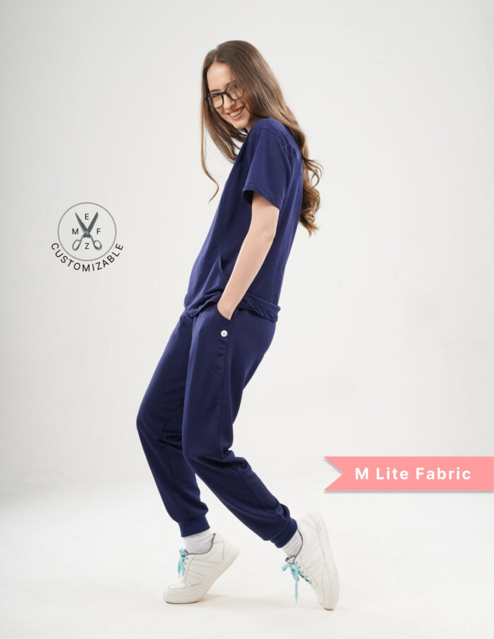 Customizable ORLIN NAVY - M Lite Fabric / V Neck / Jogger Pant / 2 way Stretch(FemaleFullset) MKZ29 - Image 4