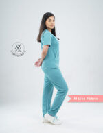 Quick Delivery | CHENNAI | Customizable HYLORA TEAL - Ultra Lite Fabric / V Neck / Straight Pant / 2 way Stretch(FemaleFullset) MKZ294 - Image 4