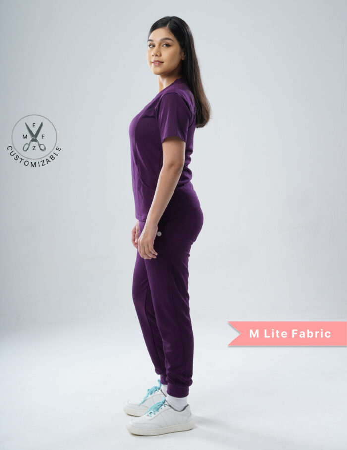 Customizable MERLOT WINE - M Lite Fabric / V Neck / Jogger Pant / 2 way Stretch(FemaleFullset) MKZ15 - Image 5