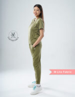 Customizable FERIL OLIVE - M Lite Fabric / V Neck / Jogger Pant / 2 way Stretch(FemaleFullset) MKZ43 - Image 4