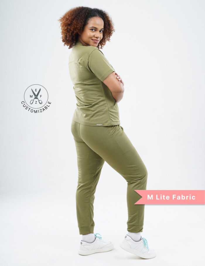 Customizable FERIL OLIVE - Ultra Lite Fabric / Mandarin / Jogger Pant / 2 way Stretch(FemaleFullset) MKZ47 - Image 5