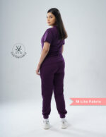Customizable MERLOT WINE - M Lite Fabric / V Neck / Jogger Pant / 2 way Stretch(FemaleFullset) MKZ15 - Image 4