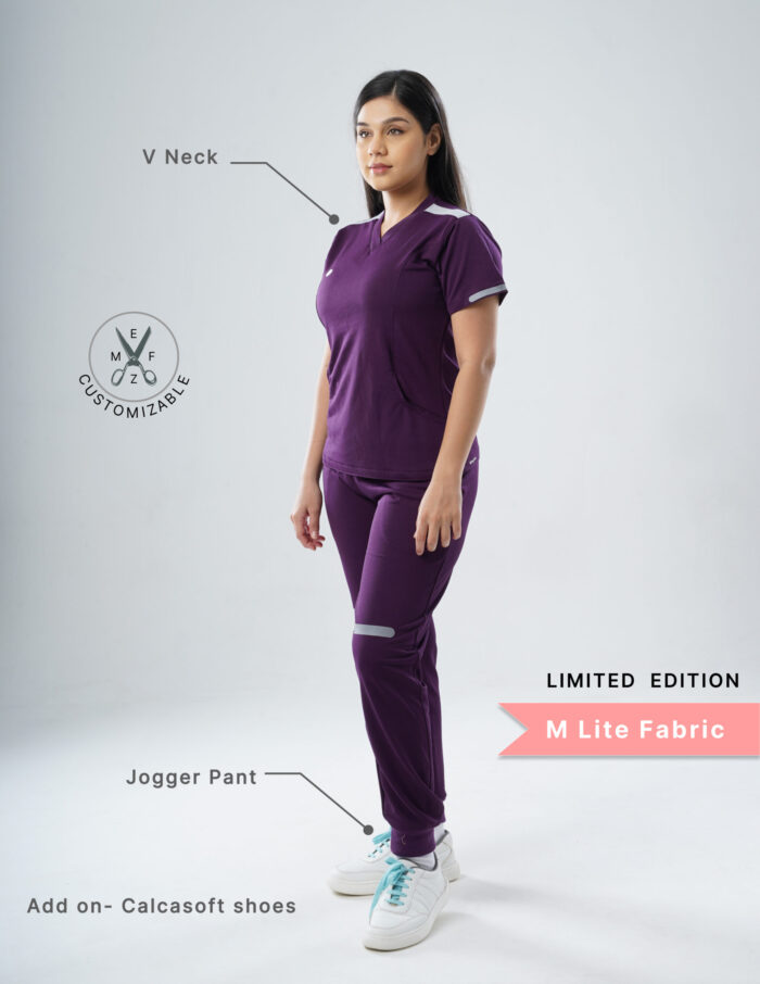 Customizable MERLOT WINE LIMITED EDITION - M Lite Fabric / V Neck / Jogger Pant / 2 way Stretch(FemaleFullset) MKZ17 - Image 2