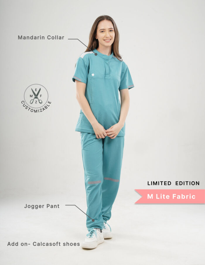 Customizable HYLORA TEAL LIMITED EDITION - M Lite Fabric / Mandarin / Jogger Pant / 2 way Stretch(FemaleFullset) MKZ41 - Image 2