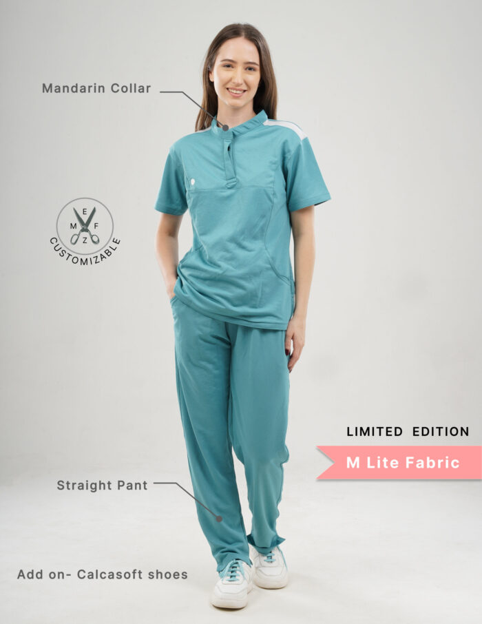 Customizable HYLORA TEAL LIMITED EDITION - M Lite Fabric / Mandarin / Straight Pant / 2 way Stretch(FemaleFullset) MKZ42 - Image 2