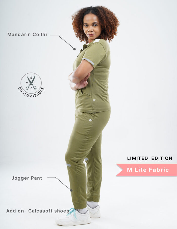 Customizable FERIL OLIVE LIMITED EDITION - M Lite Fabric / Mandarin / Jogger Pant / 2 way Stretch(FemaleFullset) MKZ49 - Image 2