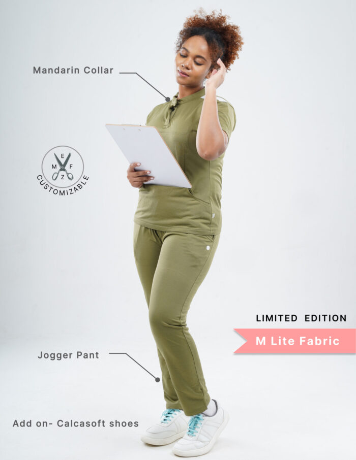 Customizable FERIL OLIVE LIMITED EDITION - M Lite Fabric / Mandarin / Straight Pant / 2 way Stretch(FemaleFullset) MKZ50 - Image 2
