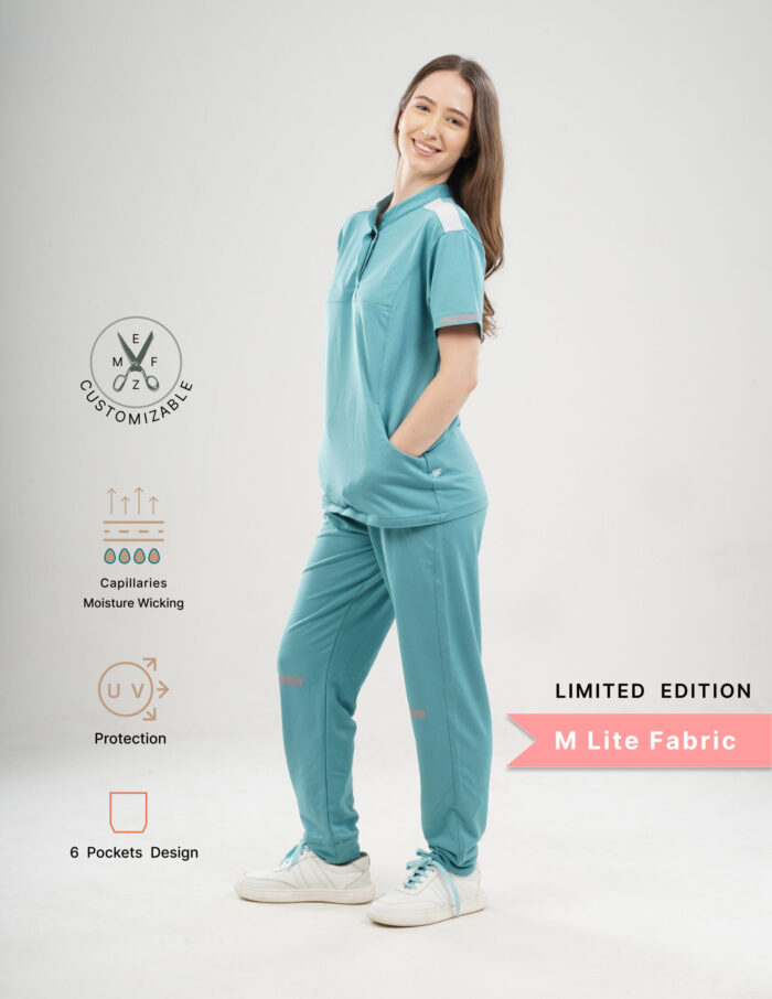 Customizable HYLORA TEAL LIMITED EDITION - M Lite Fabric / Mandarin / Jogger Pant / 2 way Stretch(FemaleFullset) MKZ41 - Image 3