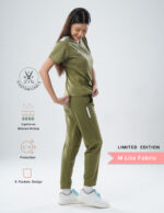 Customizable FERIL OLIVE LIMITED EDITION - M Lite Fabric / V Neck / Jogger Pant / 2 way Stretch(FemaleFullset) MKZ45 - Image 3