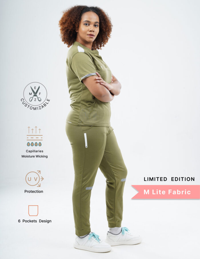 Customizable FERIL OLIVE LIMITED EDITION - M Lite Fabric / Mandarin / Jogger Pant / 2 way Stretch(FemaleFullset) MKZ49 - Image 3