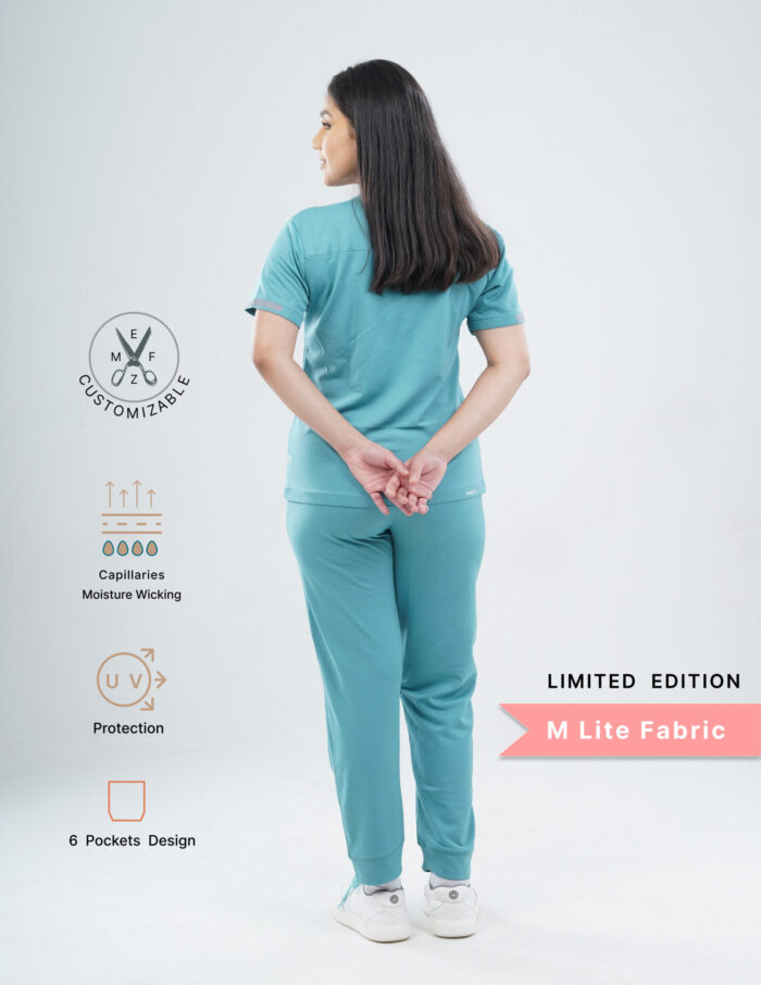 Customizable HYLORA TEAL - M Lite Fabric / V Neck / Jogger Pant / 2 way Stretch(FemaleFullset) MKZ37 - Image 3