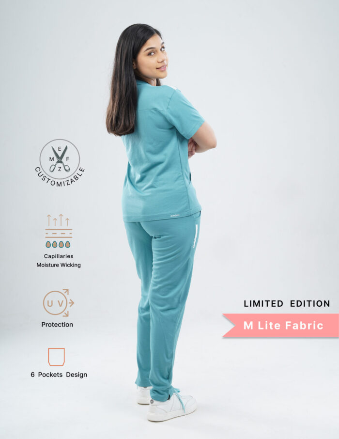 Customizable HYLORA TEAL - M Lite Fabric / V Neck / Straight Pant / 2 way Stretch(FemaleFullset) MKZ38 - Image 3
