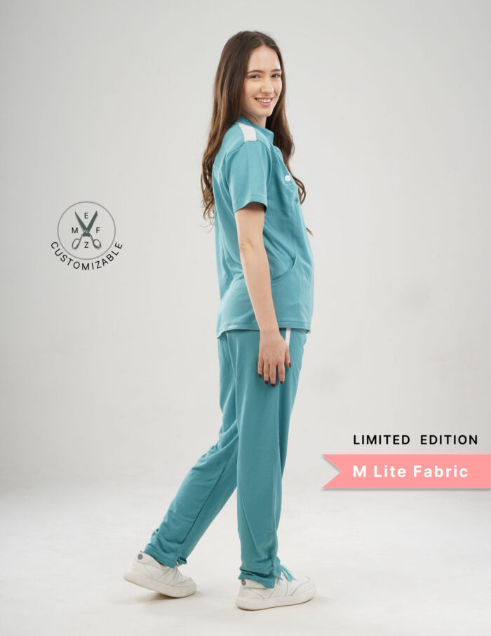 Customizable HYLORA TEAL LIMITED EDITION - M Lite Fabric / Mandarin / Straight Pant / 2 way Stretch(FemaleFullset) MKZ42 - Image 4