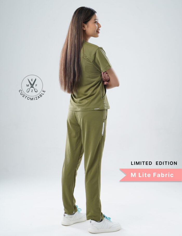 Customizable FERIL OLIVE LIMITED EDITION - M Lite Fabric / V Neck / Straight Pant / 2 way Stretch(FemaleFullset) MKZ46 - Image 4