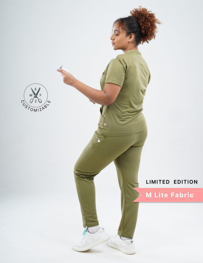 Customizable FERIL OLIVE LIMITED EDITION - M Lite Fabric / Mandarin / Straight Pant / 2 way Stretch(FemaleFullset) MKZ50 - Image 4
