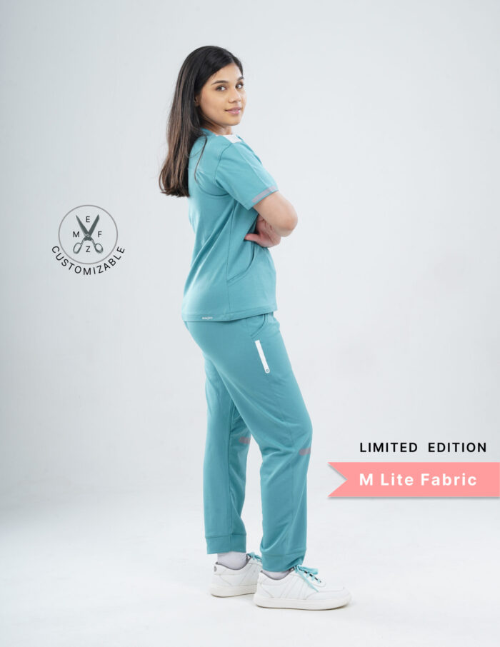 Customizable HYLORA TEAL - M Lite Fabric / V Neck / Jogger Pant / 2 way Stretch(FemaleFullset) MKZ37 - Image 4