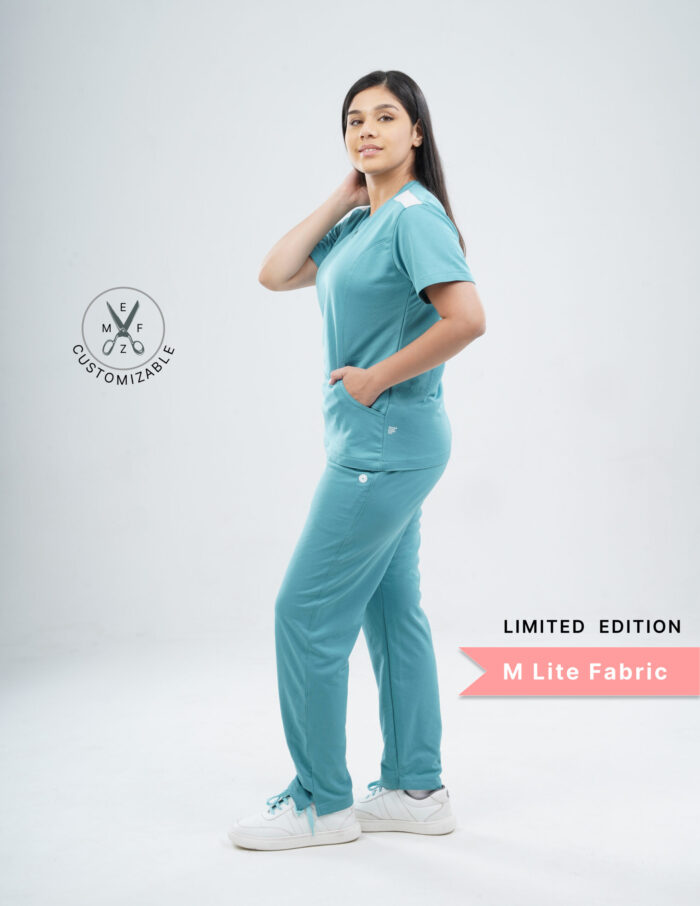 Customizable HYLORA TEAL - M Lite Fabric / V Neck / Straight Pant / 2 way Stretch(FemaleFullset) MKZ38 - Image 4