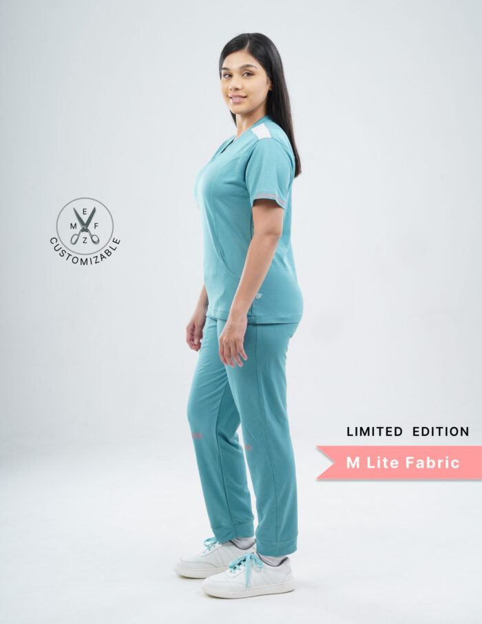 Customizable HYLORA TEAL - M Lite Fabric / V Neck / Jogger Pant / 2 way Stretch(FemaleFullset) MKZ37 - Image 5