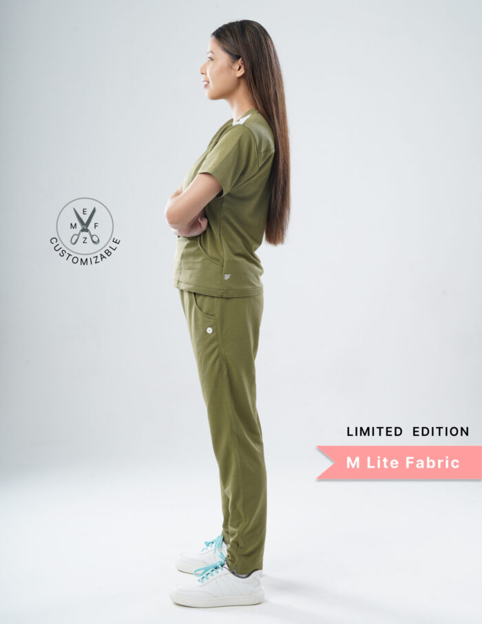 Customizable FERIL OLIVE LIMITED EDITION - M Lite Fabric / V Neck / Straight Pant / 2 way Stretch(FemaleFullset) MKZ46 - Image 5