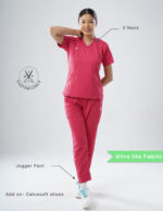 Customizable MELANGE PINK - Ultra Lite Fabric / V Neck / Jogger Pant / 2 way Stretch(FemaleFullset) MKZ79 - Image 2