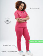 Customizable MELANGE PINK - Ultra Lite Fabric / Mandarin / Straight Pant / 2 way Stretch(FemaleFullset) MKZ84 - Image 2