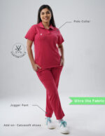 Customizable MELANGE PINK - Ultra Lite Fabric / Polo Collar / Jogger Pant / 2 way Stretch(FemaleFullset) MKZ87 - Image 2