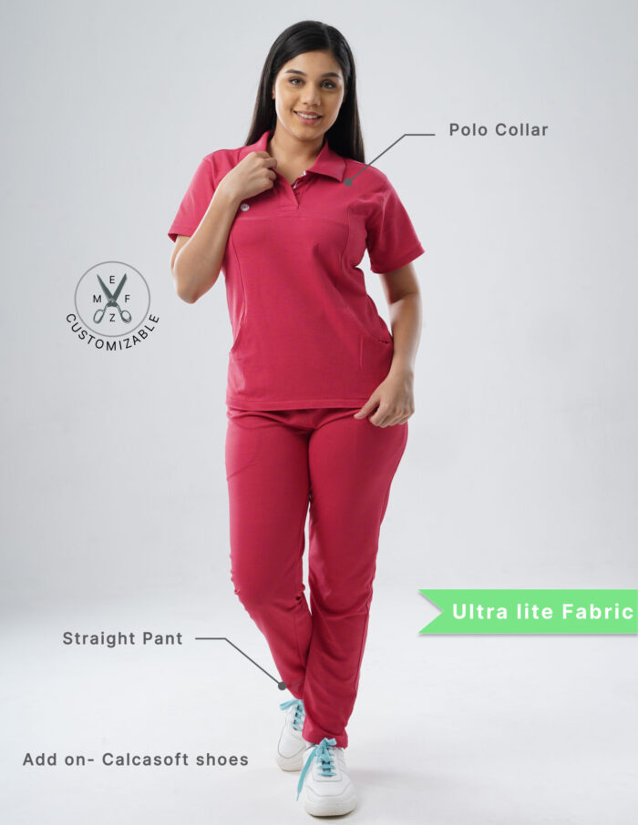 Customizable MELANGE PINK - Ultra Lite Fabric / Polo Collar / Jogger Pant / 2 way Stretch(FemaleFullset) MKZ88 - Image 2