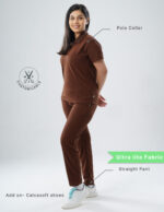 Customizable MOCHA BROWN - Ultra Lite Fabric / Polo Collar / Straight Pant / 2 way Stretch(FemaleFullset) MKZ100 - Image 2