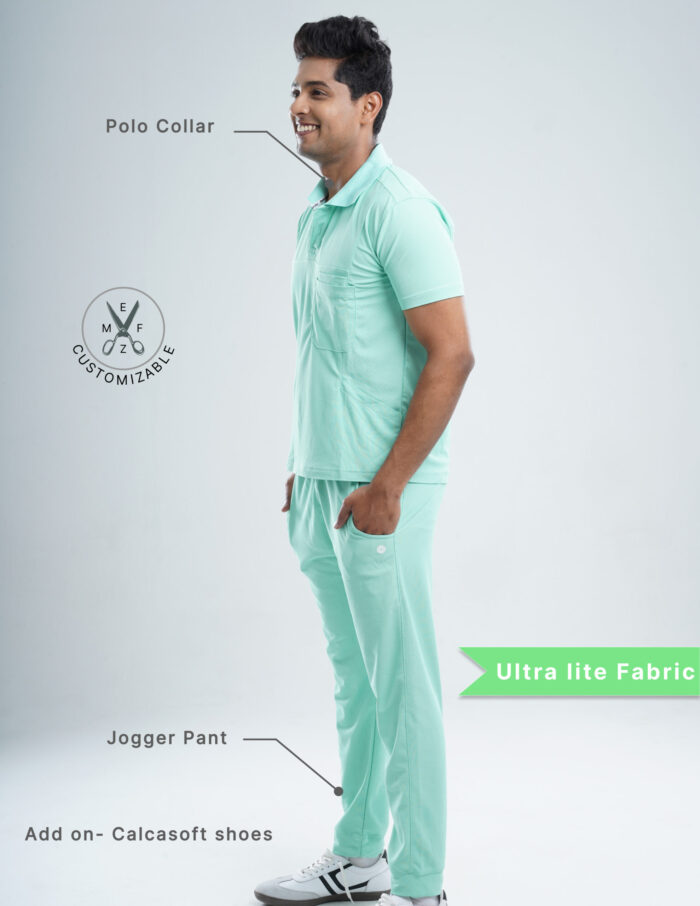 Customizable FROSTED MINT - Ultra Lite Fabric / Polo Collar / Jogger Pant / 2 way Stretch(MaleFullset) MKZ250 - Image 2