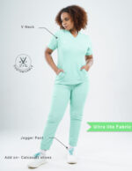 Customizable FROSTED MINT - Ultra Lite Fabric / V Neck / Jogger Pant / 2 way Stretch(FemaleFullset) MKZ115 - Image 2