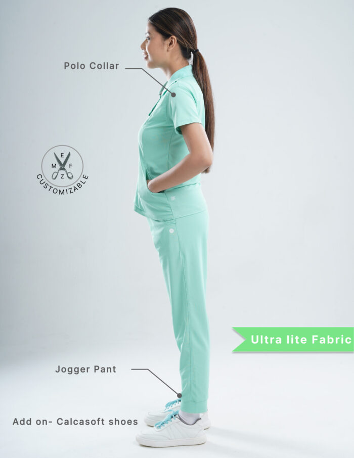 Customizable FROSTED MINT - Ultra Lite Fabric / Polo Collar / Jogger Pant / 2 way Stretch(FemaleFullset) MKZ123 - Image 2