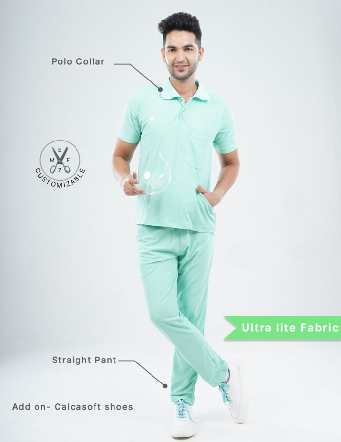 Customizable FROSTED MINT - Ultra Lite Fabric / Polo Collar / Straight Pant / 2 way Stretch(MaleFullset) MKZ251 - Image 2