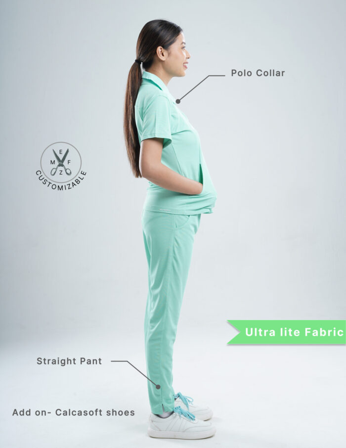 Customizable FROSTED MINT - Ultra Lite Fabric / Polo Collar / Straight Pant / 2 way Stretch(FemaleFullset) MKZ124 - Image 2