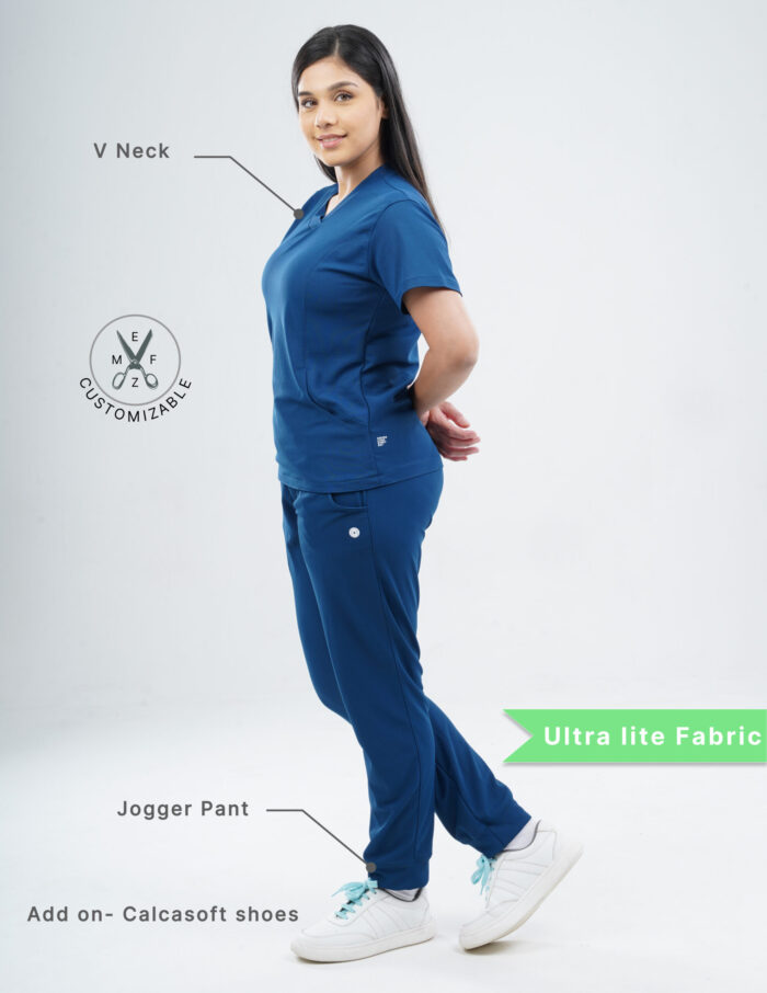 Customizable COSMIC BLUE - Ultra Lite Fabric / V Neck / Jogger Pant / 2 way Stretch(FemaleFullset) MKZ55 - Image 2
