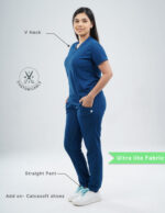 Customizable COSMIC BLUE - Ultra Lite Fabric / V Neck / Straight Pant / 2 way Stretch(FemaleFullset) MKZ56 - Image 2