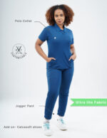 Customizable COSMIC BLUE - Ultra Lite Fabric / Polo Collar / Jogger Pant / 2 way Stretch(FemaleFullset) MKZ63 - Image 2