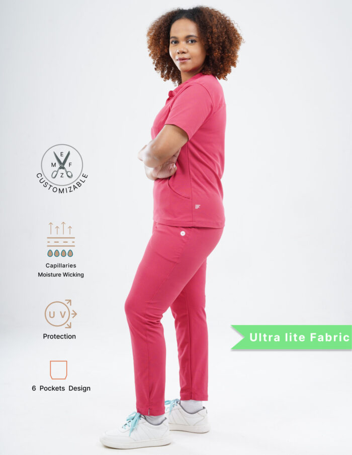 Customizable MELANGE PINK - Ultra Lite Fabric / Mandarin / Straight Pant / 2 way Stretch(FemaleFullset) MKZ84 - Image 3