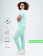 Customizable FROSTED MINT - Ultra Lite Fabric / V Neck / Straight Pant / 2 way Stretch(FemaleFullset) MKZ116 - Image 3