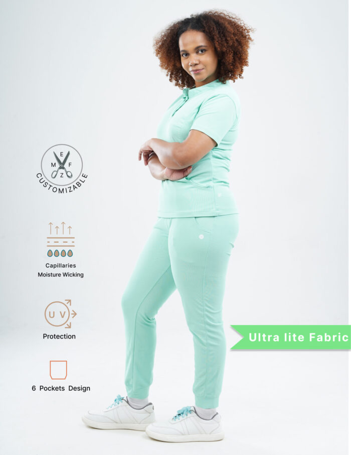 Customizable FROSTED MINT - Ultra Lite Fabric / Mandarin / Jogger Pant / 2 way Stretch(FemaleFullset) MKZ119 - Image 3