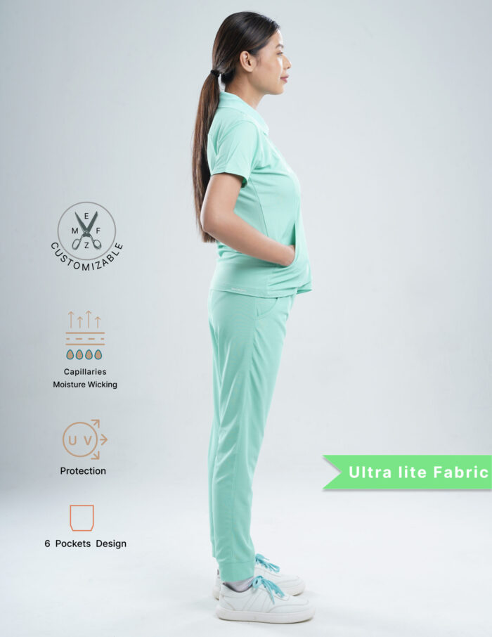 Customizable FROSTED MINT - Ultra Lite Fabric / Polo Collar / Jogger Pant / 2 way Stretch(FemaleFullset) MKZ123 - Image 3