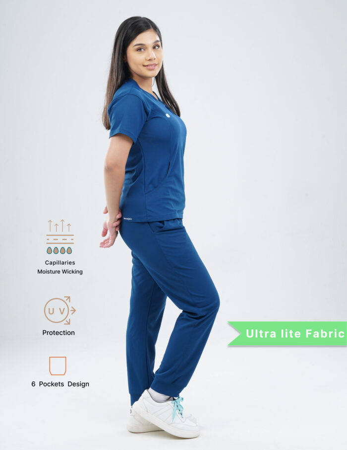Customizable COSMIC BLUE - Ultra Lite Fabric / V Neck / Jogger Pant / 2 way Stretch(FemaleFullset) MKZ55 - Image 3