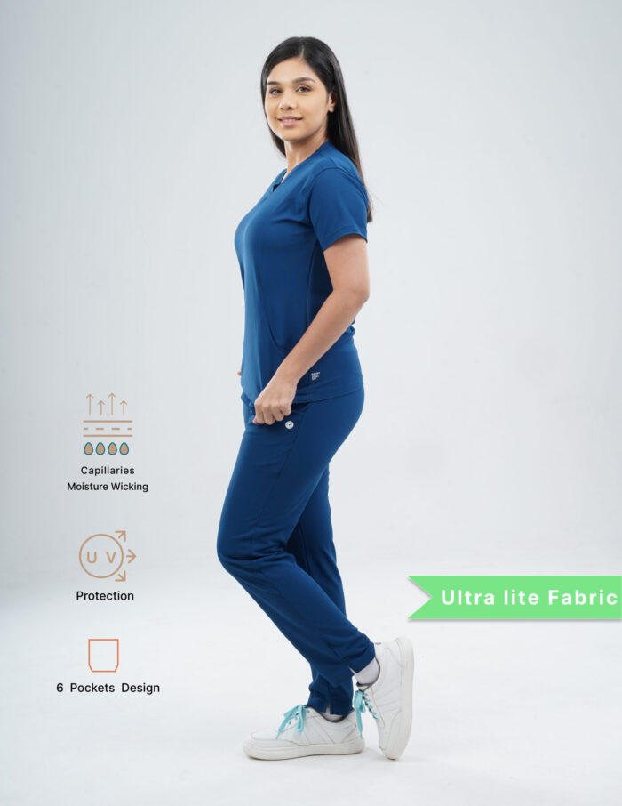 Customizable COSMIC BLUE - Ultra Lite Fabric / V Neck / Straight Pant / 2 way Stretch(FemaleFullset) MKZ56 - Image 3