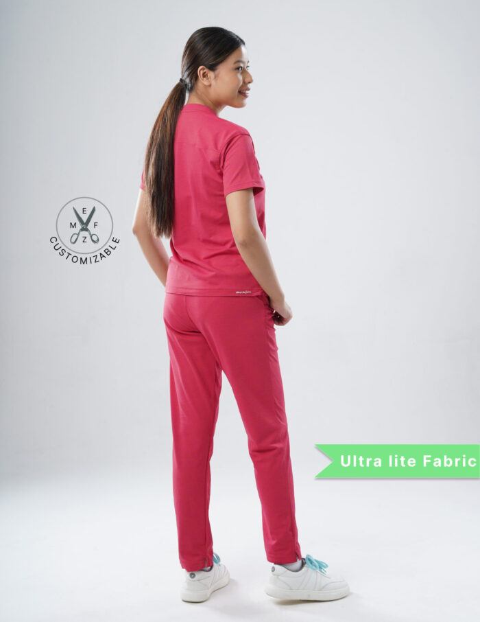 Customizable MELANGE PINK - Ultra Lite Fabric / V Neck / Straight Pant / 2 way Stretch(FemaleFullset) MKZ80 - Image 4